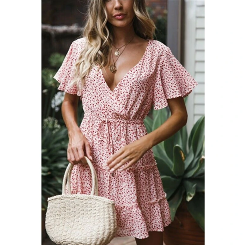 Новые женские милые Boho мини юбки с цветочным рисунком платье 2019 лето сексуальный