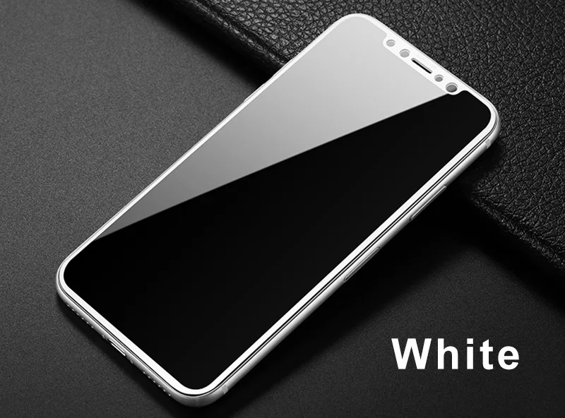 White 3D закаленное стекло полное покрытие для iPhone 11 Pro X Xs Max Xr телефон 360 Полное покрытие экран противоударный защитный светильник стекло для экрана - Цвет: White