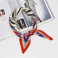 animal border women pleated kerchief wrinkle fashionable lady neckwear silk polyester 2018 new designs 70x70cm foulard ll190320