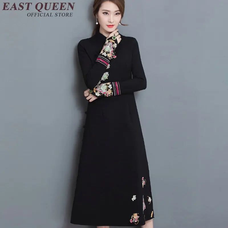 Лидер продаж современные китайские платья qipao черное китайское платье