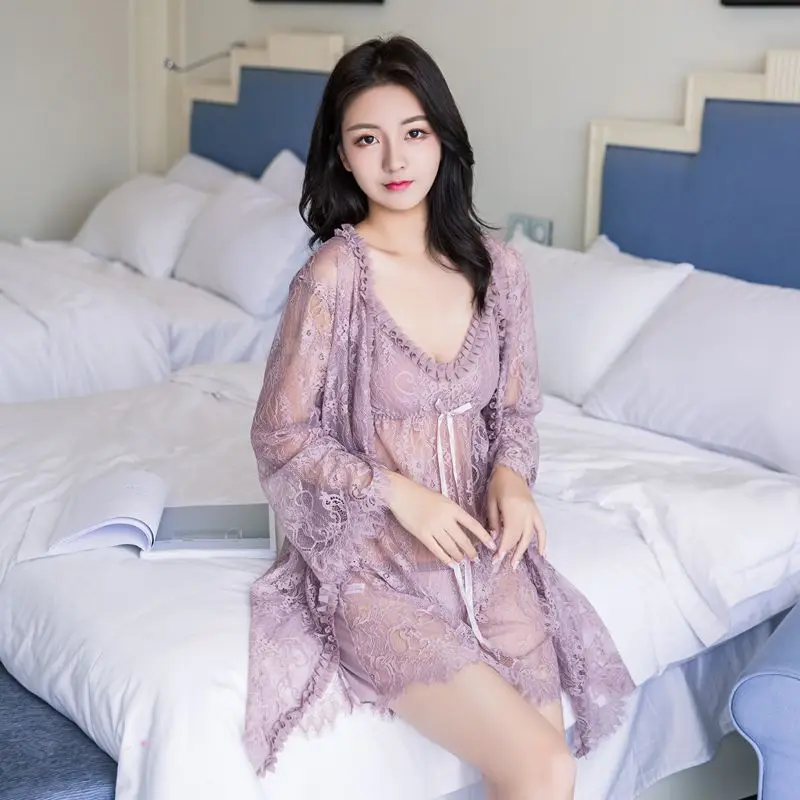 Халат женский кружевной комплект из 2 предметов 21 142|gown set|robe gown setgown robe set |