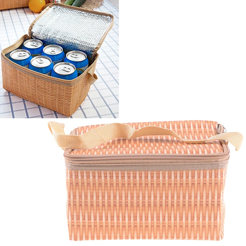 

Портативный водонепроницаемый изолированный тепловой охладитель Ланч-бокс контейнер для пикника сумка для хранения имитация ротанга сумк...