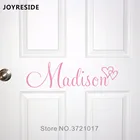 Наклейка на дверь детской комнаты, милая Наклейка на стену с именем на заказ, Виниловая наклейка на стену для домашнего декора, персонализированные шрифты для девочек, подарок для спальни, M006