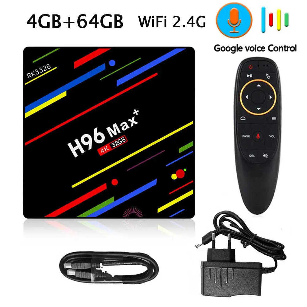 4GB 64GB Voice ТВ-приставка H96 MAX Plus Android 8,1 4 ГБ 32 ГБ 64 Гб смарт-приставка RK3328 четырехъядерный процессор 5G Wifi 4K H.265 H96 Pro приставка - Цвет: 4GB 64GB Voice