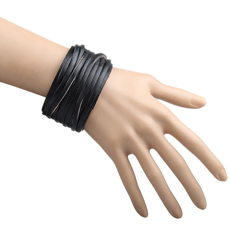 ZMZY Fashion Punk Men/Women Multi Braided Wide PU Leather Bracelet Wristband Jewelry Cuff Bangle Black/Brown Wrap Bracelets Gift | Украшения