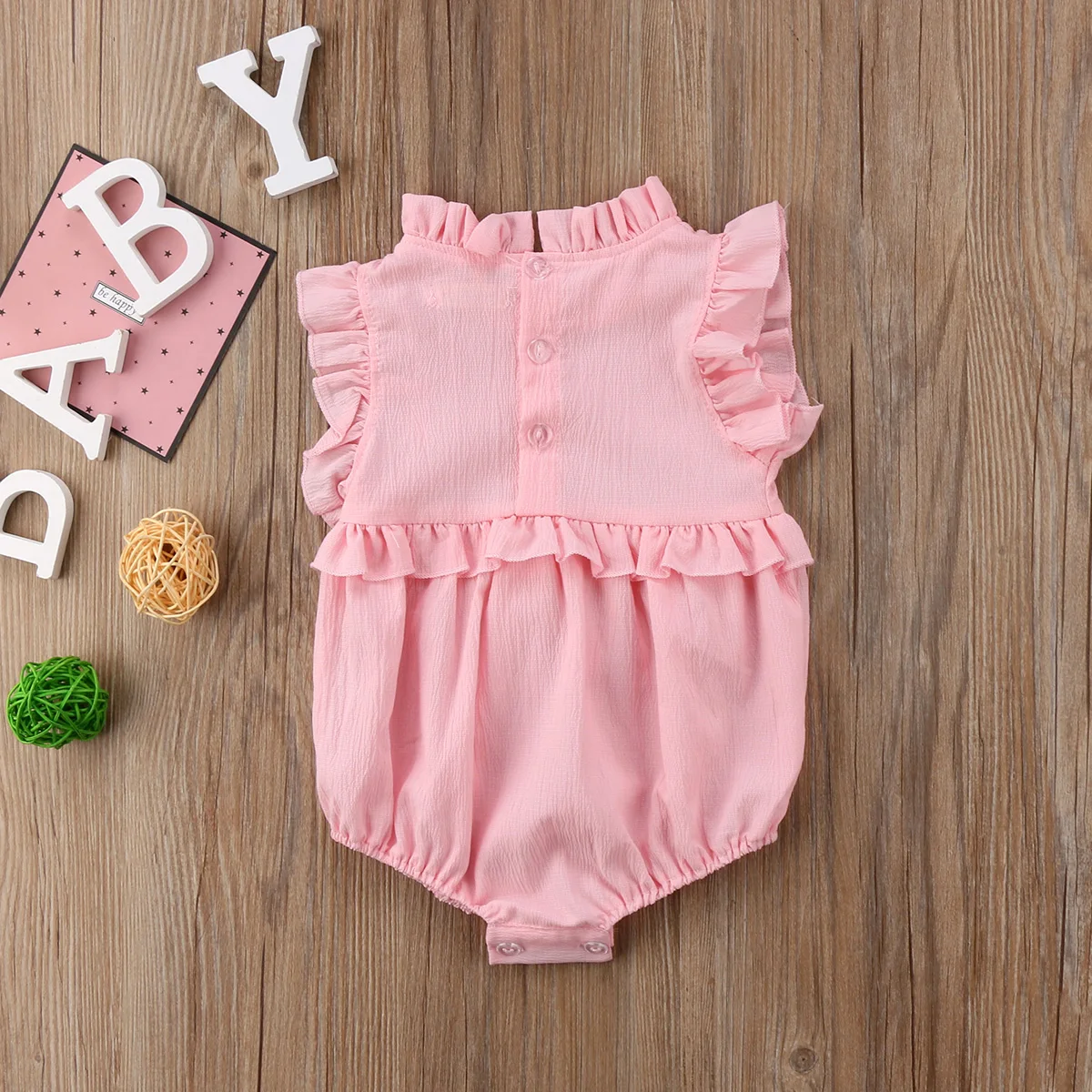 Новый милый комбинезон для новорожденных девочек на лето однотонный с короткими
