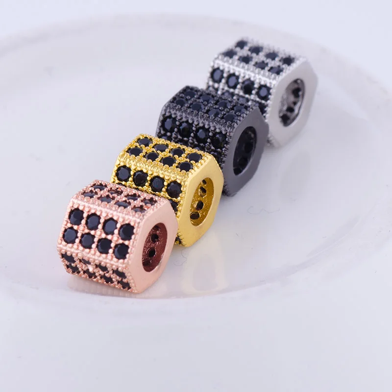 5 шт. черный микро проложить циркониевые хрустальные бусины бисерные винтажные