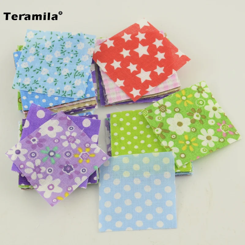 Teramila Cotton Fabric120 PCS/lot 30 Designs Mini Charm Pack 5cm X For Quilting Patchwork Fabrics Diy Cloth Material | Дом и сад
