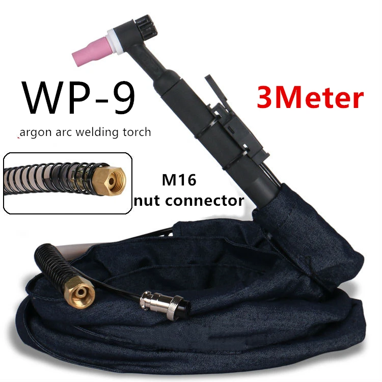 WP-9 air cooled argon arc welding torch M16 nut joint type braided tube silicone tube stainless steel welding wire