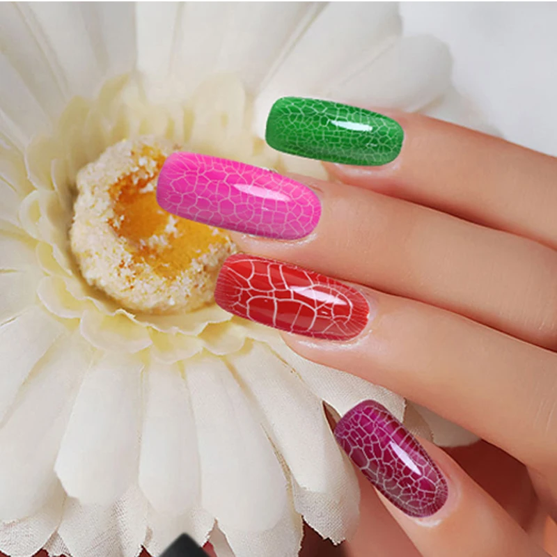 Verntion 12 красочные повезло гелевых ногтей Полирующий пигмент трещины УФ лак для