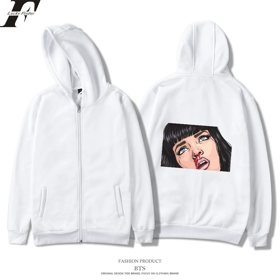 Pulp Fiction Mia Wallace Hoodies Men/Women Zipper Harajuku Fashion Streetwear Tracksuit Men Plus Size Мужская одежда