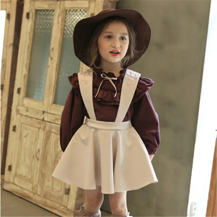 Осенние комплекты одежды для девочек школьная одежда блузка и платье комплект из