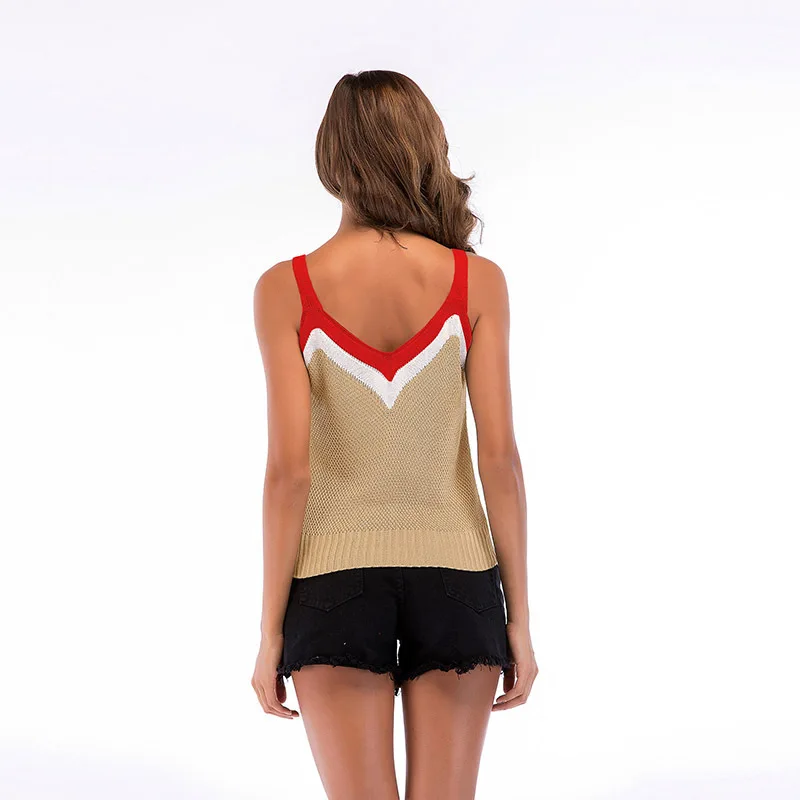 

GOPLUS Summer Tank Tops Womens Vintage Casual V-Neck Sleeveless Off Shoulder Knitted Tops Womens Black 2021 Woman Clothes C7225