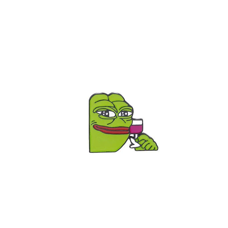 style-7 Pepe the frog Brooch sad weird expression Enamel pin feeling bad man Good man lapel badge popular Culture frog Brooches jewelry - Окраска металла: style-7