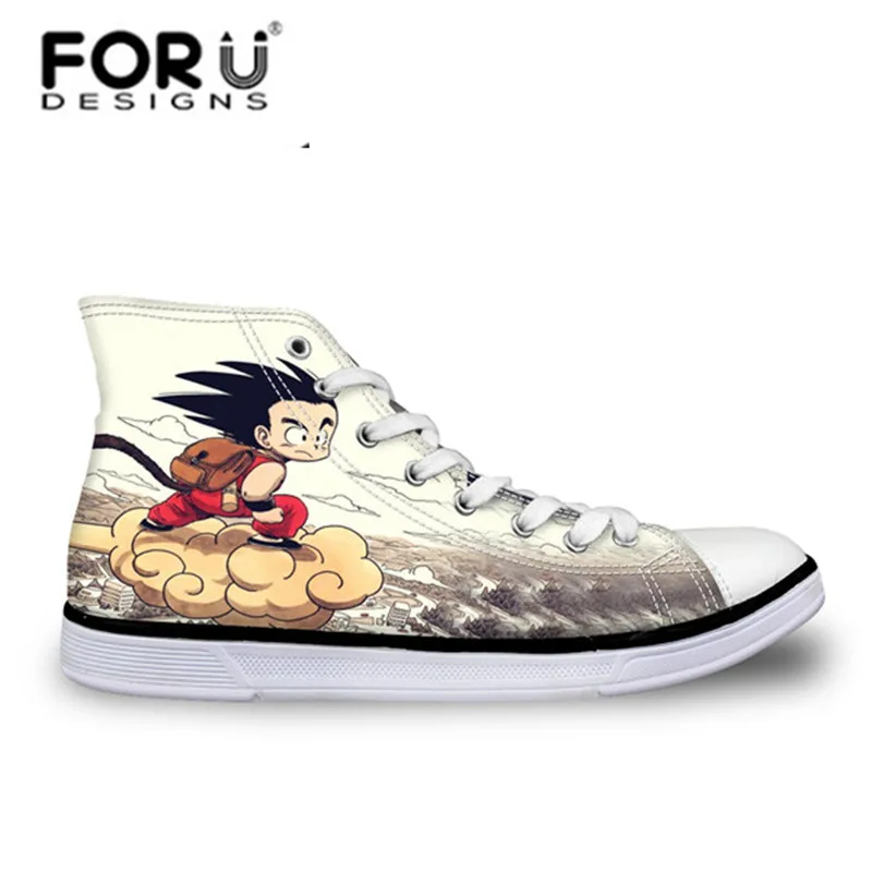 H1099AK FORUDESIGNS/модные мужские высокие вулканизированные туфли в стиле аниме Dragon Ball Z; парусиновая обувь с принтом для мальчиков; осенние кроссовки - Цвет: H1099AK