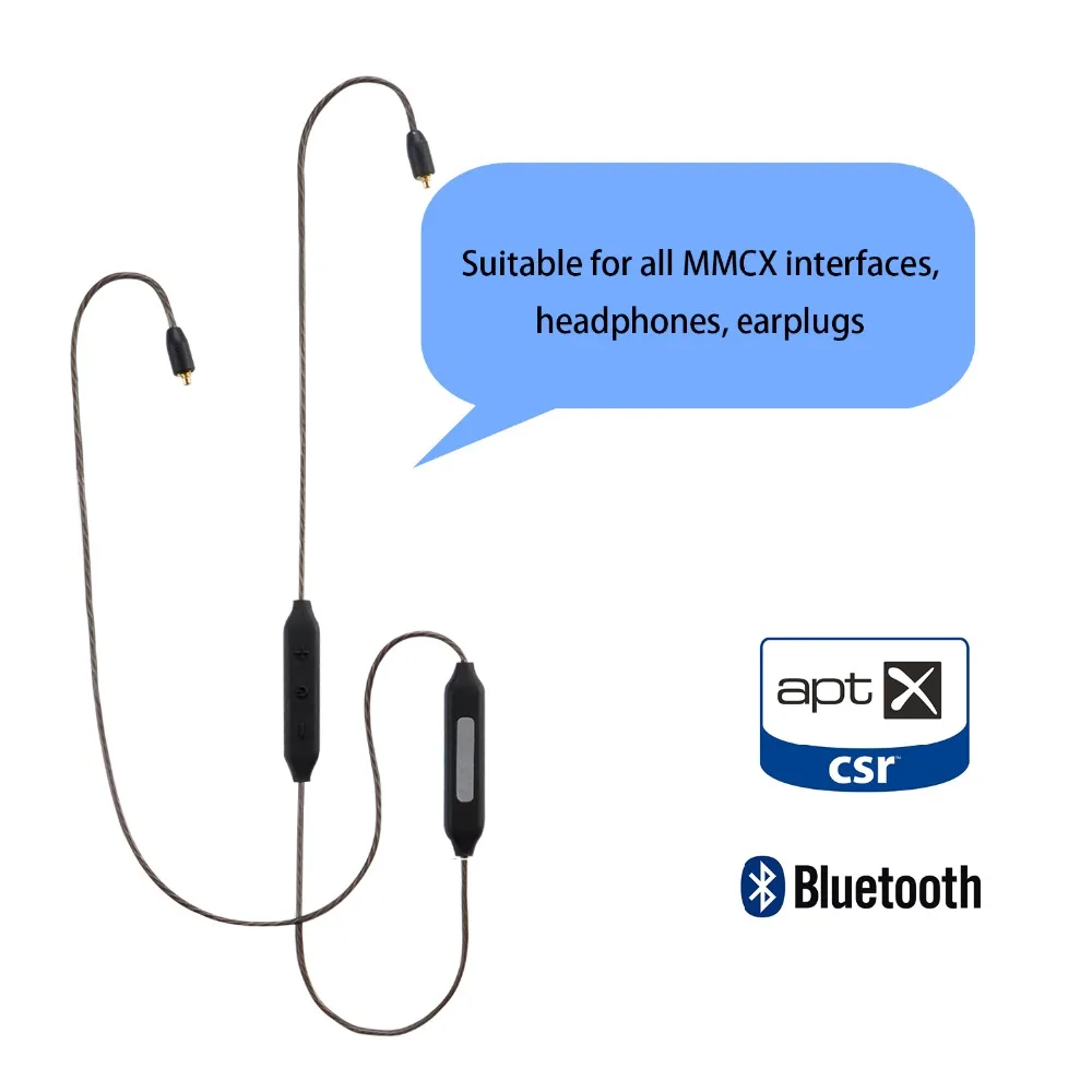 MMCX Apt X Bluetooth 4 1 Кабель адаптер для Shure SE215 SE535 SE846 SE315 UE900 Замена наушников Aptx кабели