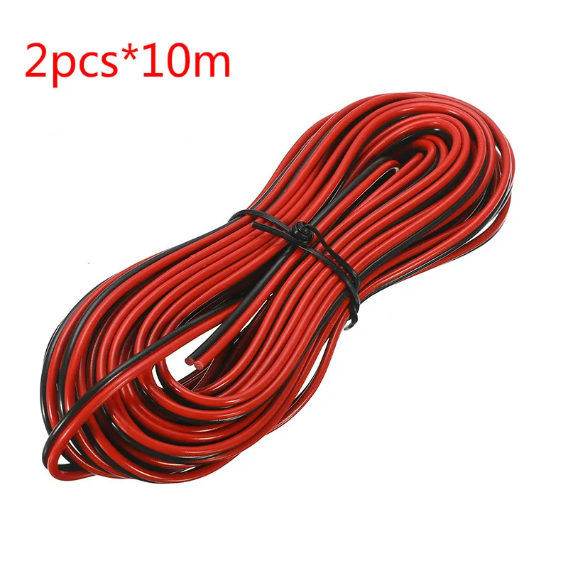 

2pcs 10m 2 x 0.5mm Speaker Cable Audio Core Wire Red And Black For Home Stereo HiFi / Car Audio System
