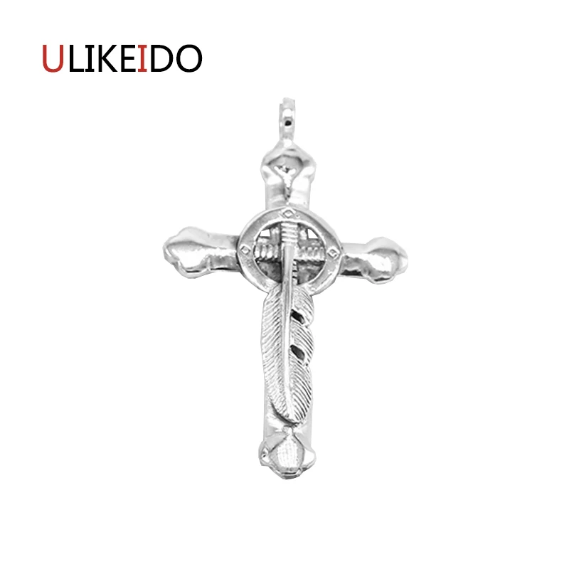 

Pure 925 Sterling Silver Jewelry Feather Charms Cross Punk Eagle Pendants for Men Thai Silver Bird Necklace Chain Fine Gift 665