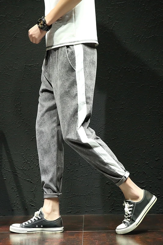 Men's Casual Pencil Pants Large Size Loose New Ankle Length Elastic Waist and Embroidered | Мужская одежда