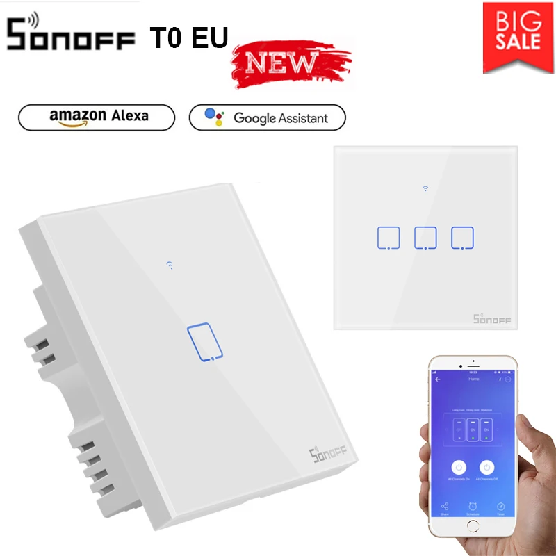 Смарт панель переключателя SONOFF T0 ЕС стандартный 1/2/3 кнопочный пульт
