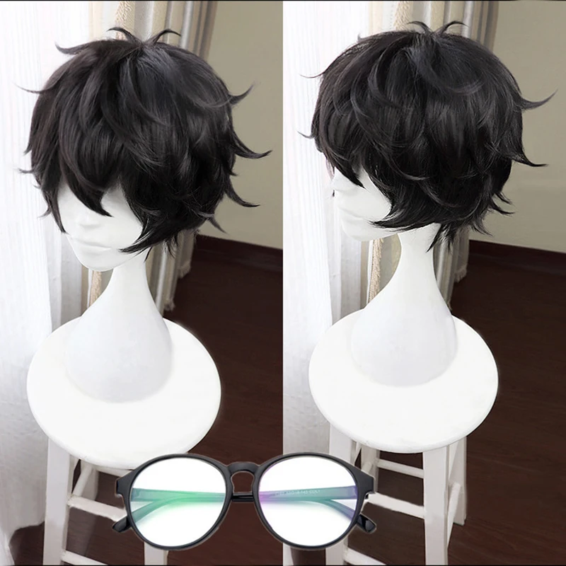 Парик для косплея Game Persona 5 P5 Hero Kurusu Akira короткий черный термостойкий с