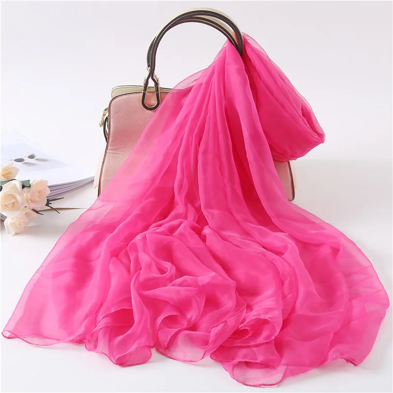 

Women Purple Silk Scarf Soft Shawl and Echarpe Summer Wrap Muslim Female Scarves Large Plus Size 180*140cm Stole Pashmina W1105