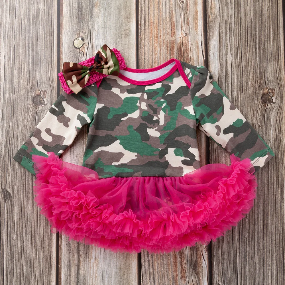 2019 new Baby Newborn Pink Dress Girls Rompers Long Sleeve Cotton Ruffle Jumpsuit Girl Clothes 2pcs set | Детская одежда и обувь