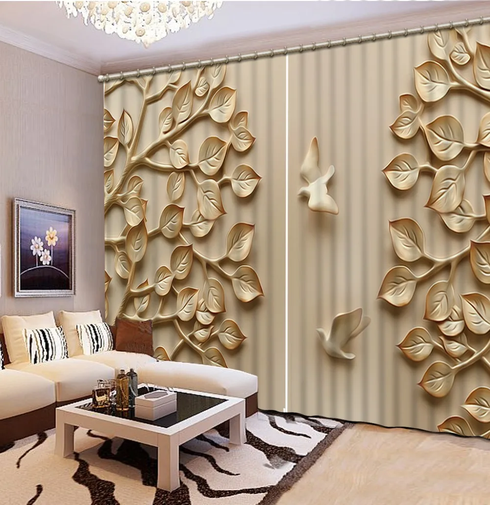 

relief curtains flower and birds curtains