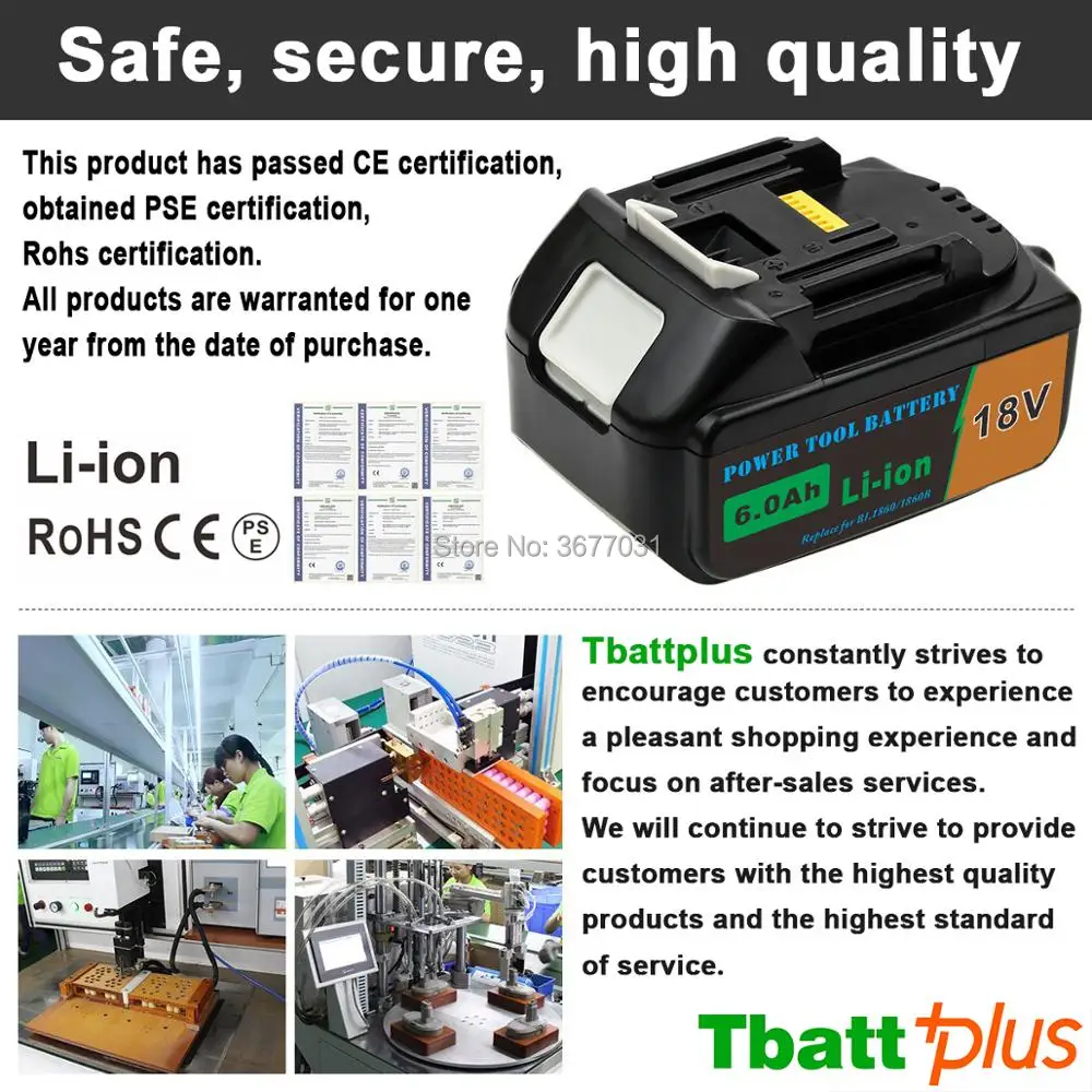 18 В 6.0Ah BL1860B литий-ионная Батарея со светодиодным индикатором для Makita BL1850 BL1840 BL1830