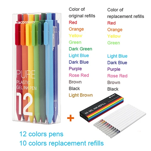 Add 10 colors refill Xiaomi Mijia KACO цветная ручка 12 цветов 0,5 мм запасной стержень ABS пластик длина записи 400 м от Xiaomi Mijia экологическая цепь - Цвет: Add 10 colors refill