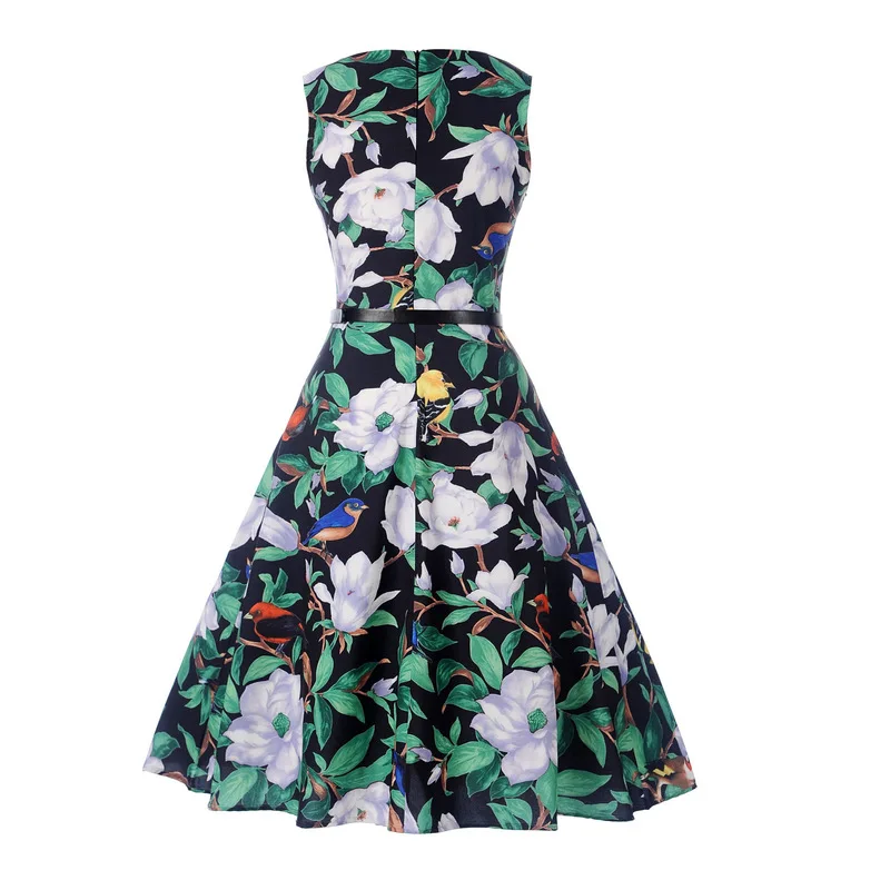 Joansam модное зеленое винтажное ретро платье с цветами Hepburn 50s 60s Festa Vestidos Вечернее