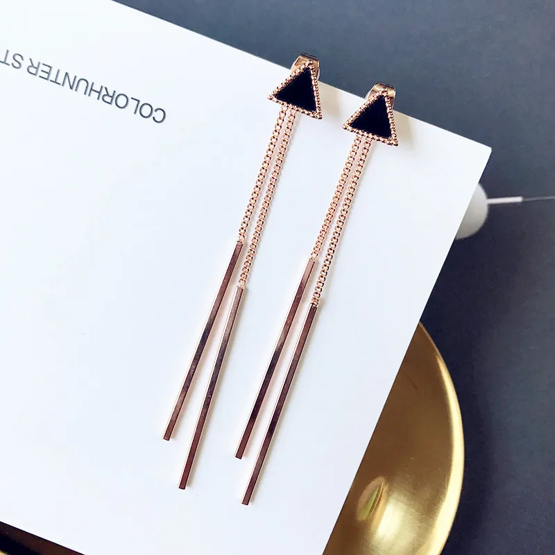 2019 изысканные треугольные серьги-гвоздики для ушей Длинная цепочка