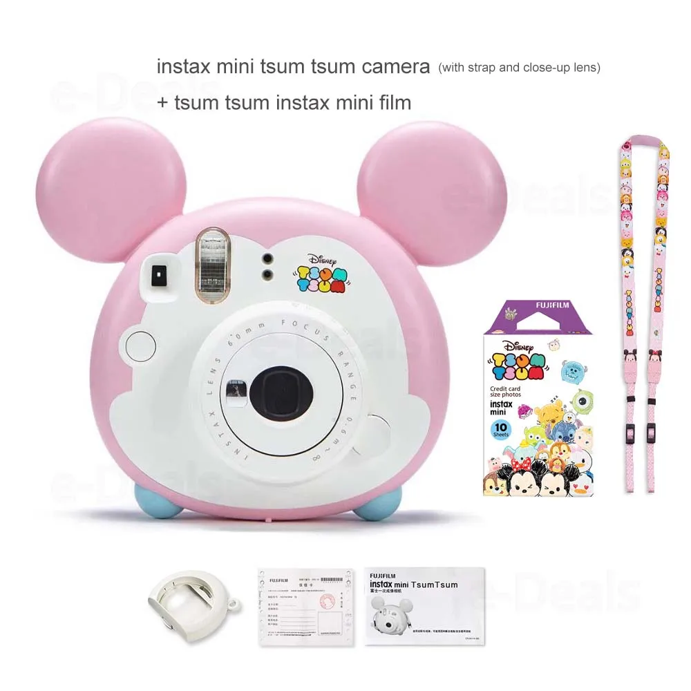 camera and film Фотокамера Fujifilm Instax Mini Tsum Intant с зеркалом для селфи и крупным объективом, подарок на свадьбу, день рождения, фестиваль - Цвет: camera and film