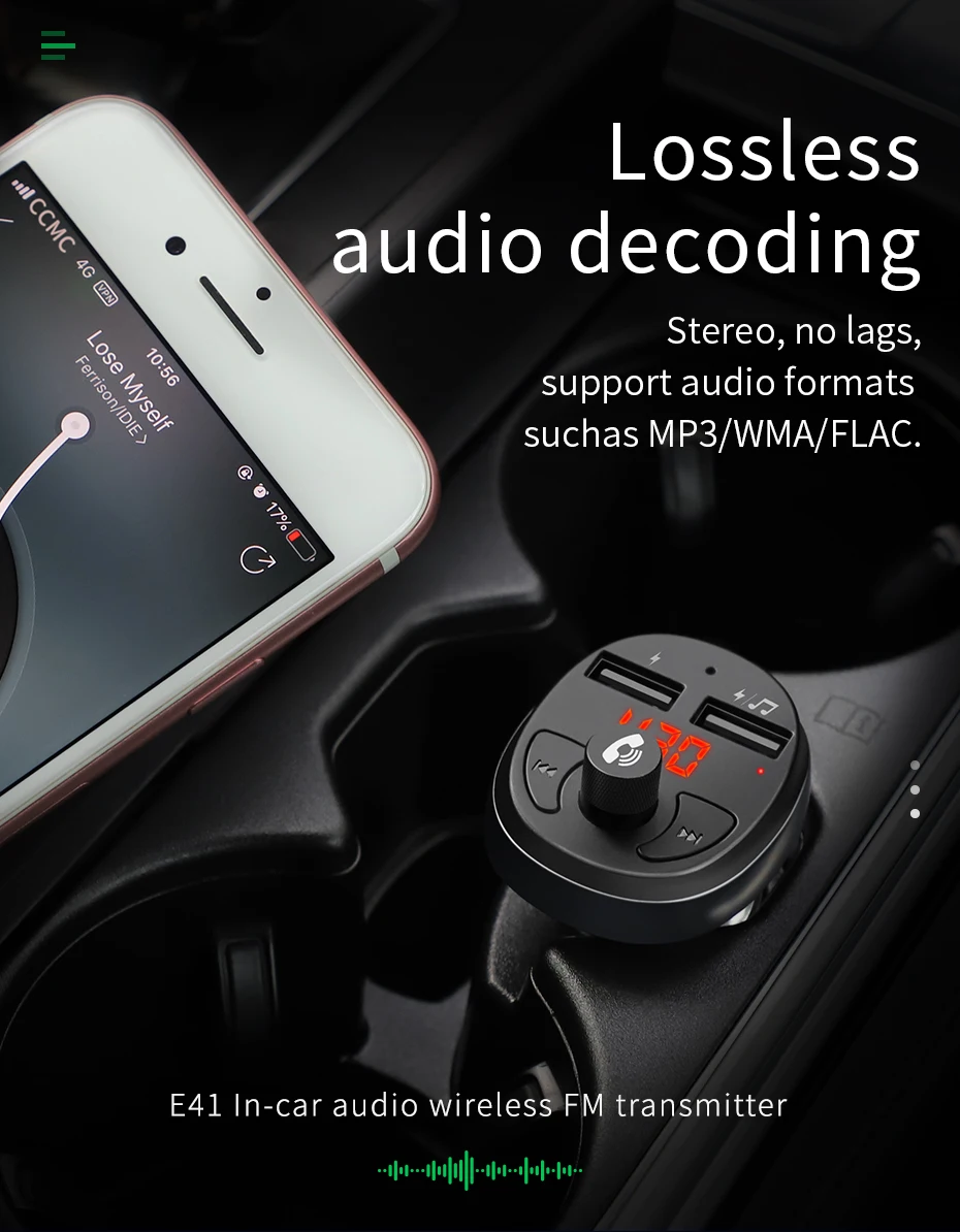 HOCO E41 Dual USB Автомобильное зарядное устройство с fm-передатчиком Bluetooth Aux модулятор Автомобильный аудио mp3-плеер 3.1A Dual USB Автомобильное зарядное устройство