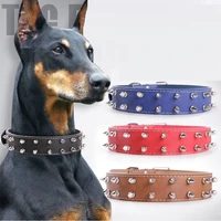 cool rivets studded leather large dog collar pet accessories pitbull bulldog gold retriever supplies