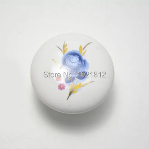 38mm Blue Rose Ceramic Cabinet Knobs Cupboard Closet Dresser Handles Pulls Kitchen Bedroom | Обустройство дома