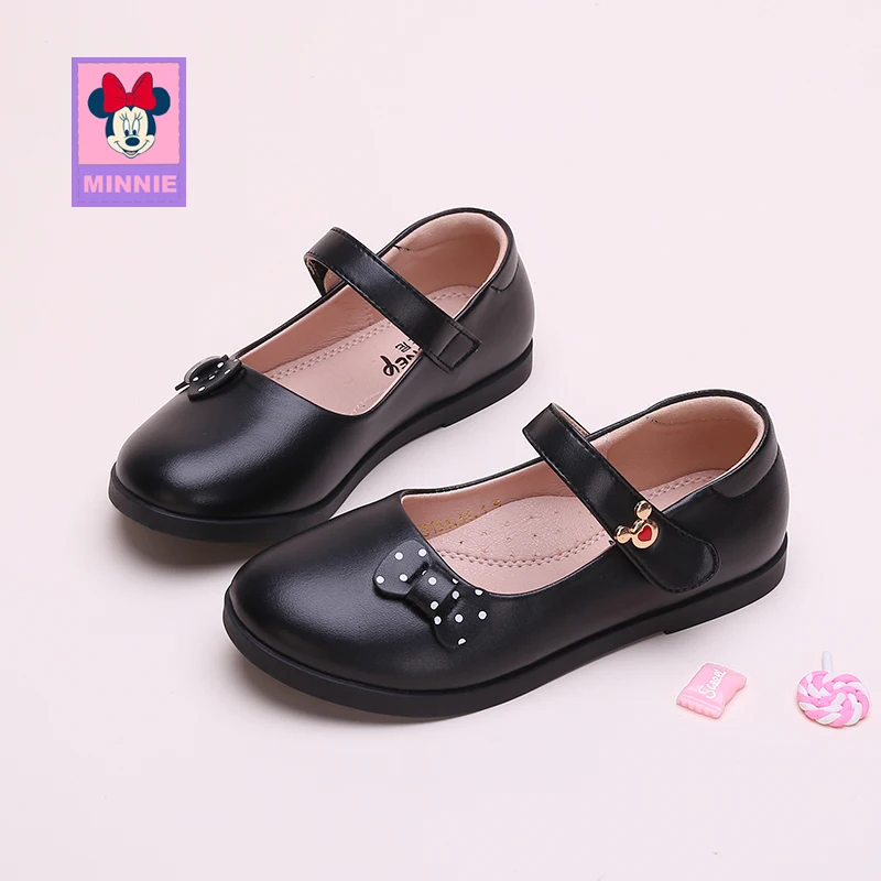 Disney Children's Casual Shoes leather Bow Princess spring autumn girls Minnie comfortable breathable shoes Size 26-37 |