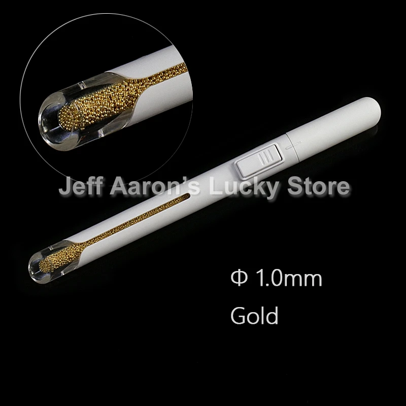 1.0MM gold Розовое золото серебро черный 3D металлические украшения для дизайна ногтей икра бусины слиток ручка Аксессуары для маникюра точечные инструменты - Цвет: 1.0MM gold