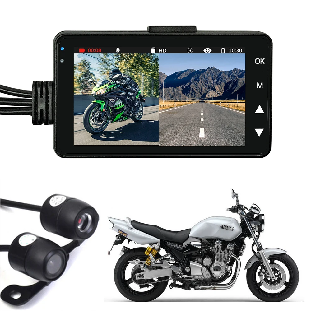 HD двойной мини Камера Видеорегистраторы для мотоциклов KY-MT18 мотор Dash Cam спереди