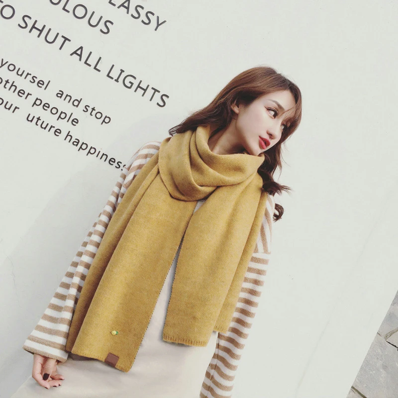 Новый модный теплый шерстяной платок в Корейском стиле зимний удобный вязаный