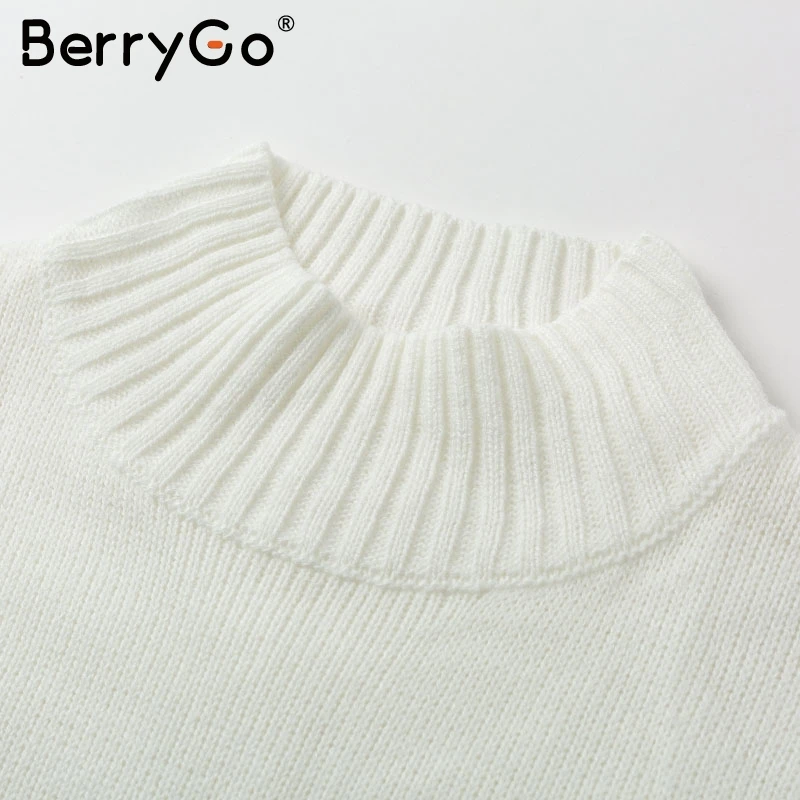 BerryGo Осень Женский водолазка вязаный пуловер Повседневный длинный рукав базовый