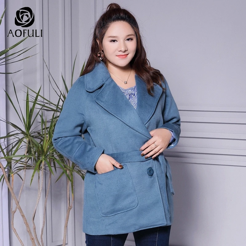 XL/2XL/3XL большой размер женское синее пальто с длинными рукавами зимнее Модное