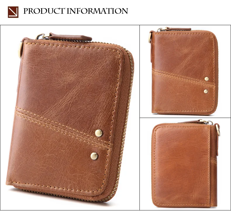 Meesii Genuine Leather Short Men Wallet Vintage Cow Leather Small Wallet Male Photo&Card holder Purse Coin pocket Zipper