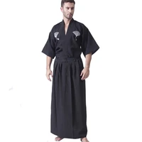 black classic japanese samurai clothing mens warrior kimono with obi traditional yukata haori halloween costume one size b 067