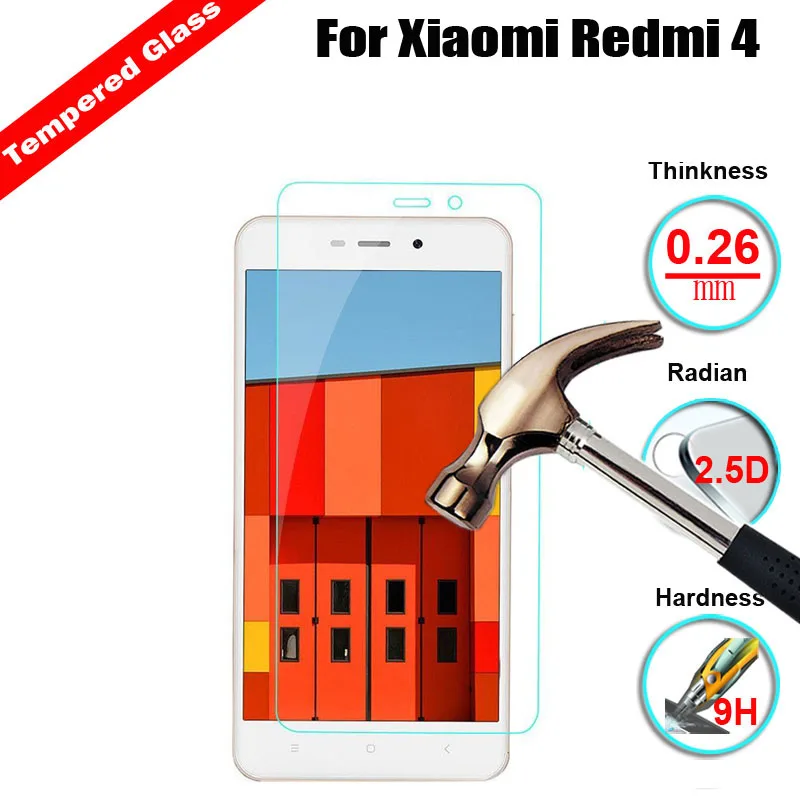 9 H 2.5D Закаленное стекло для Xiaomi Redmi 4 устойчивое к царапинам взрывозащищенное