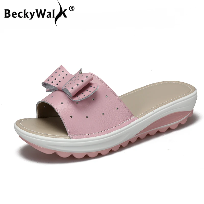 Босоножки BeckyWalk женские на плоской подошве повседневные Шлепанцы из воловьей