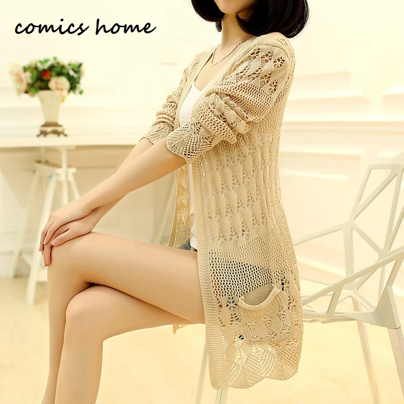 Новинка 2016 весна осень мода женский корейский жакет свитера пальто цвет длинный