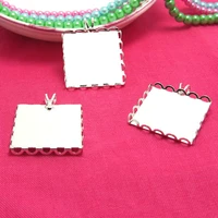 10pcs 2020mmdiy silver plated whiteantique silver pendant blank base bezel setting lace edge tray bezel cup diy jewelry