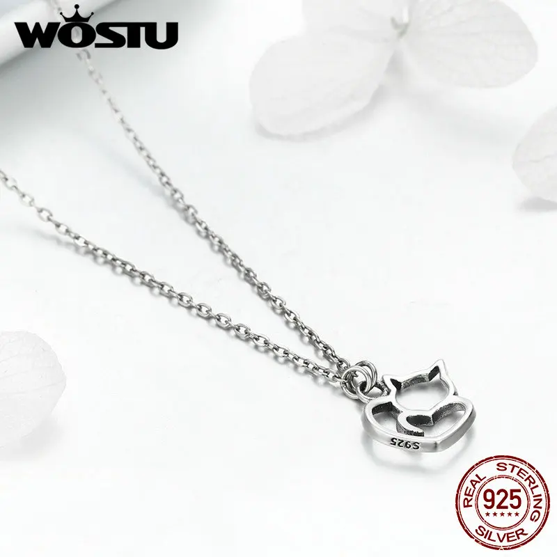 WOSTU популярный 100% Стерлинговое Серебро 925 пробы прекрасный кот изысканный