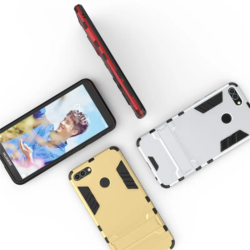 Роскошный противоударный чехол-броня для телефона HUAWEI Y9 2019 гибридный мягкий